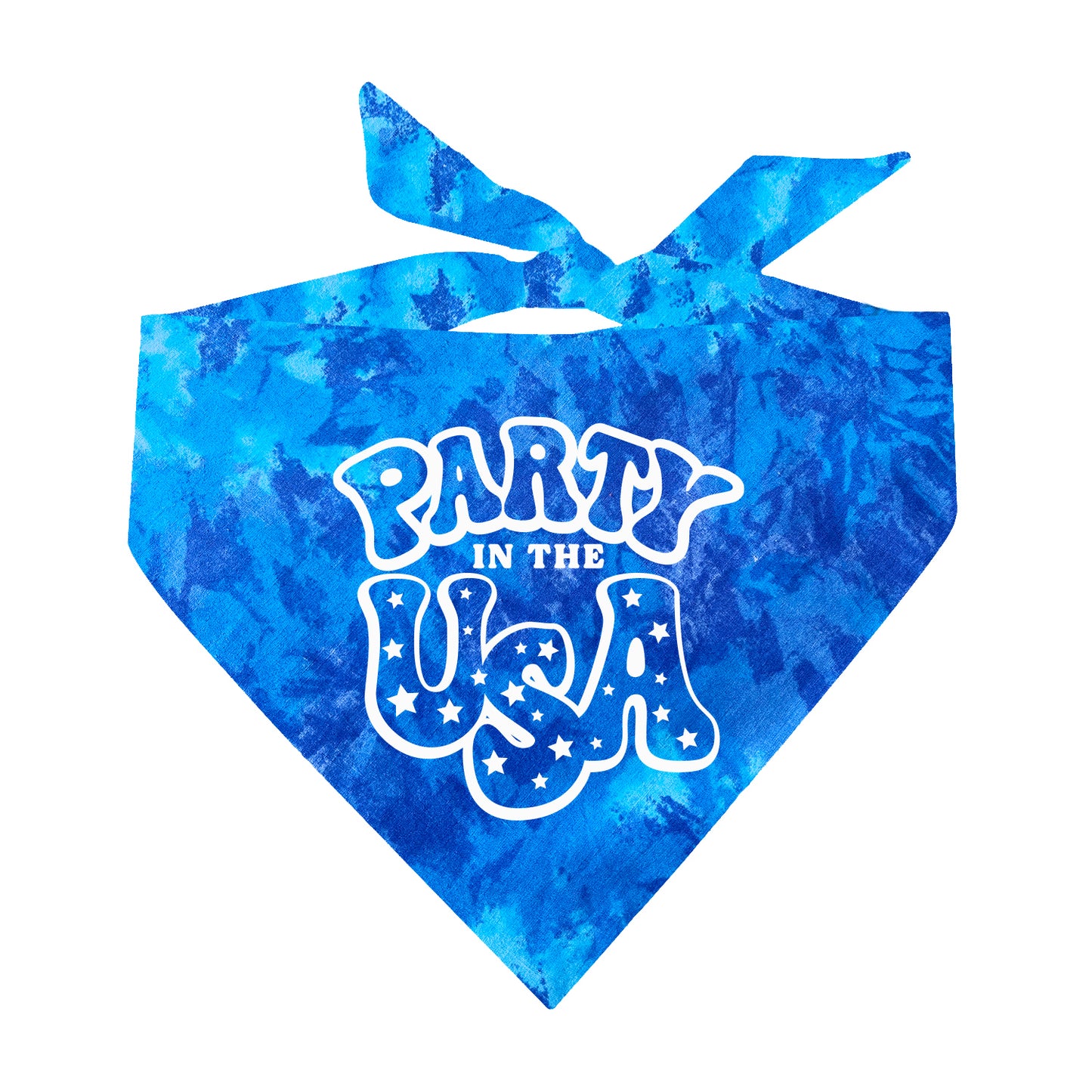 Party In The USA Scrunch Tie Dye Pattern Triangle Dog Bandana
