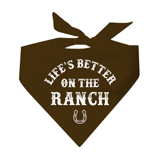 Life Is Better On The Ranch Triangle Dog Bandana (Assorted Earthy Colors)