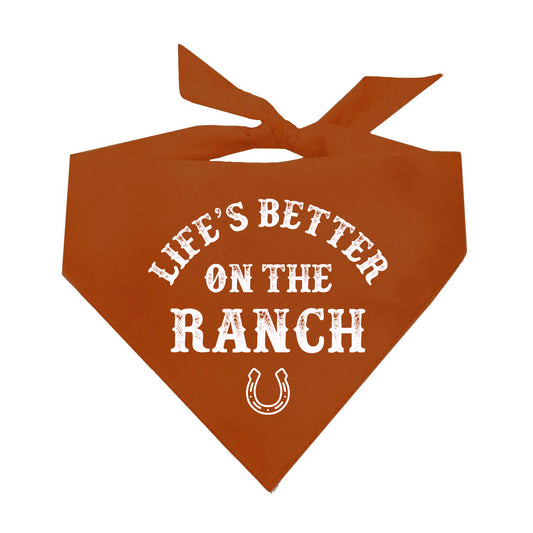 Life Is Better On The Ranch Triangle Dog Bandana (Assorted Earthy Colors)
