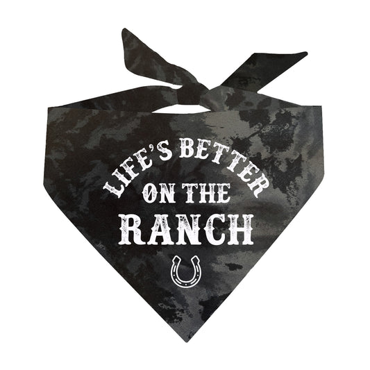 Life Is Better At The Ranch Scrunch Tie Dye Pattern Dog Bandana