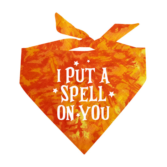I Put A Spell On You Witch Halloween Scrunch Tie Dye Pattern Dog Bandana