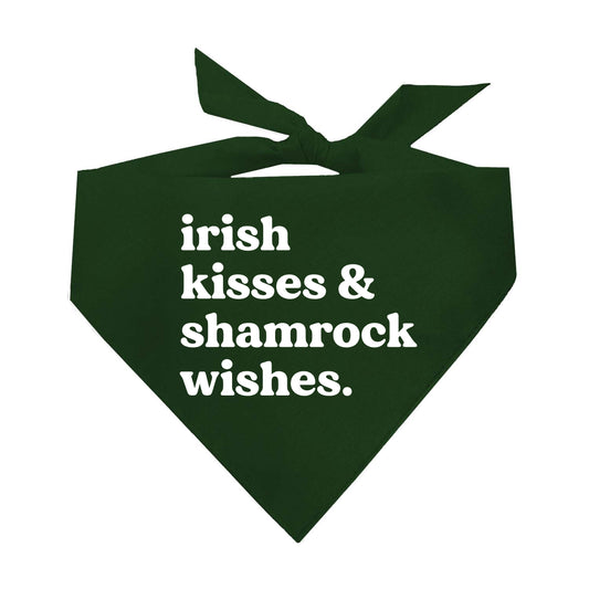 Irish Kisses & Shamrock Wishes St. Patrick's Day Triangle Dog Bandana