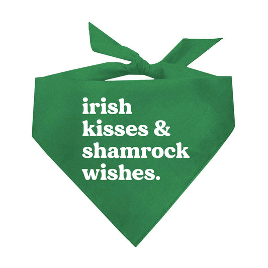 Irish Kisses & Shamrock Wishes St. Patrick's Day Triangle Dog Bandana