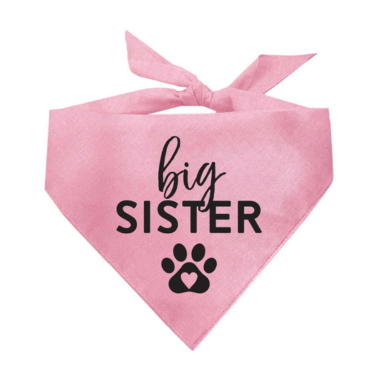Big Sister Heart Paw (Black) Triangle Dog Bandana