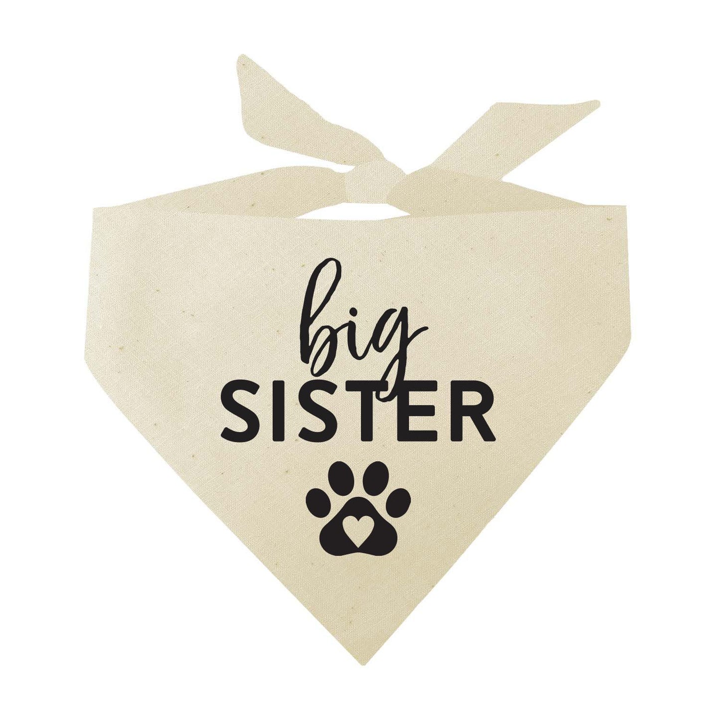 Big Sister Heart Paw (Black) Triangle Dog Bandana