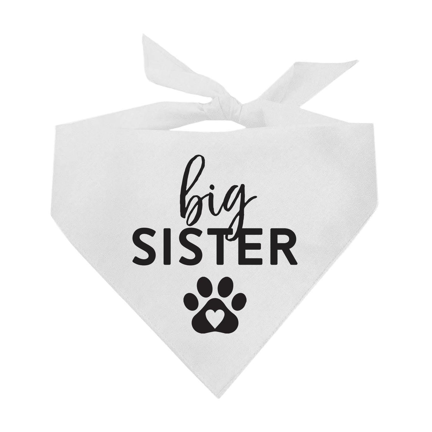 Big Sister Heart Paw (Black) Triangle Dog Bandana