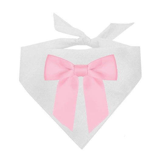 Baby Pink Satin Bow Triangle Dog Bandana