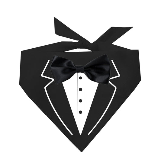 Tuxedo with Satin Bow Tie Triangle Dog Bandana