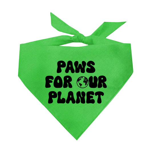 Paws For Our Planet Earth Day Triangle Dog Bandana