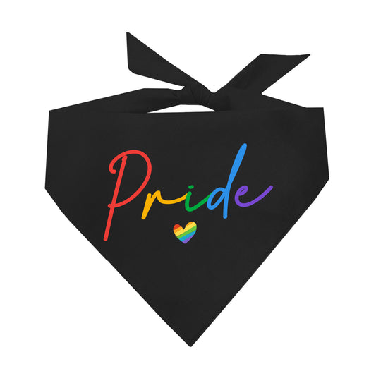 Pride – Dog Bandana (Script Font) | LGBTQ+ Pet Accessory | Soft Cotton Triangle | Colorful & Inclusive