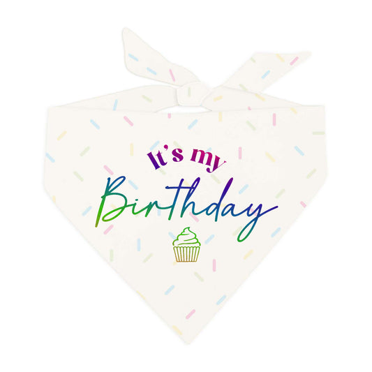 It's My Birthday Cupcake Metallic Dog Bandana