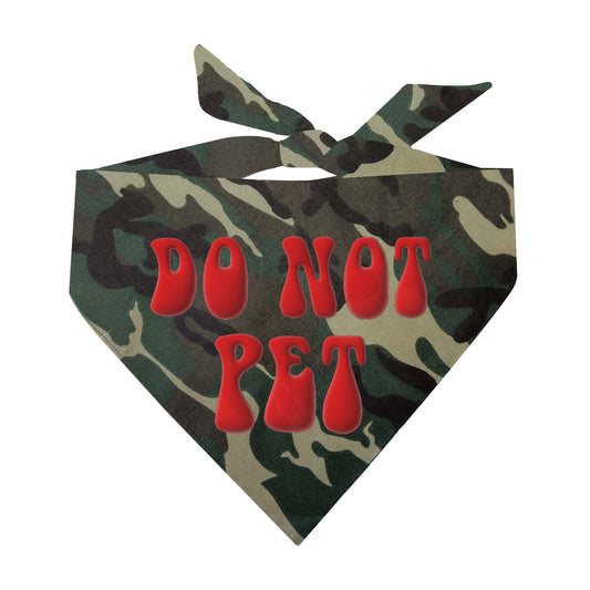 Do Not Pet Dog Bandana – Red Puff Print on Natural Cotton | Pet Accessory for Dogs