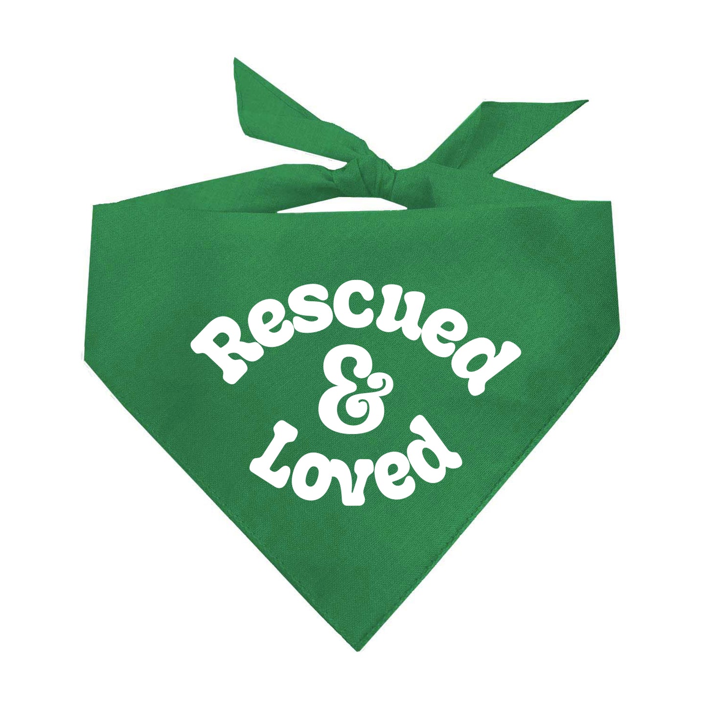 Rescued & Loved Dog Bandana | 100% Natural Cotton Triangle | Made in USA | Adoption Dog Outfit | Heartwarming Rescue Pet Accessory