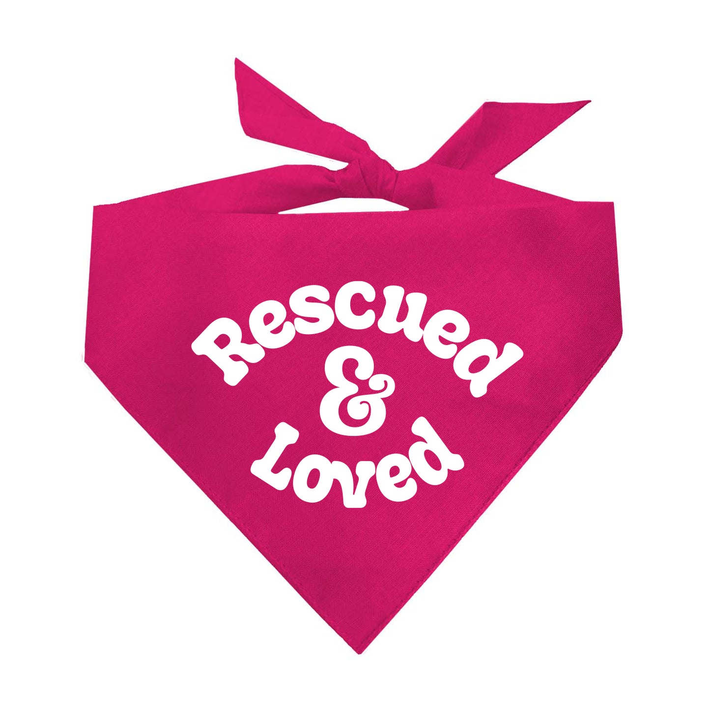 Rescued & Loved Dog Bandana | 100% Natural Cotton Triangle | Made in USA | Adoption Dog Outfit | Heartwarming Rescue Pet Accessory