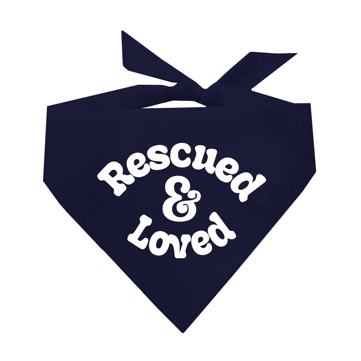 Rescued & Loved Dog Bandana | 100% Natural Cotton Triangle | Made in USA | Adoption Dog Outfit | Heartwarming Rescue Pet Accessory