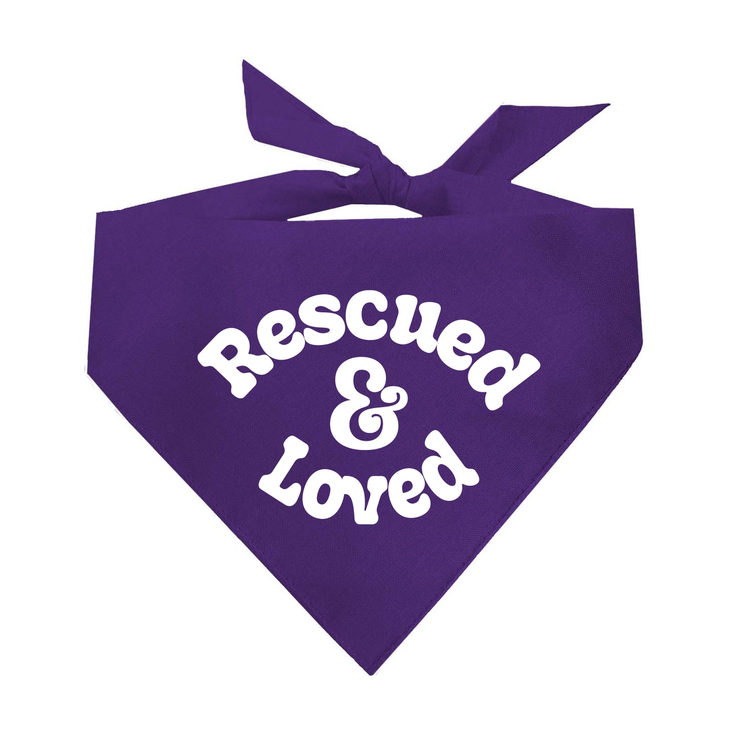 Rescued & Loved Dog Bandana | 100% Natural Cotton Triangle | Made in USA | Adoption Dog Outfit | Heartwarming Rescue Pet Accessory