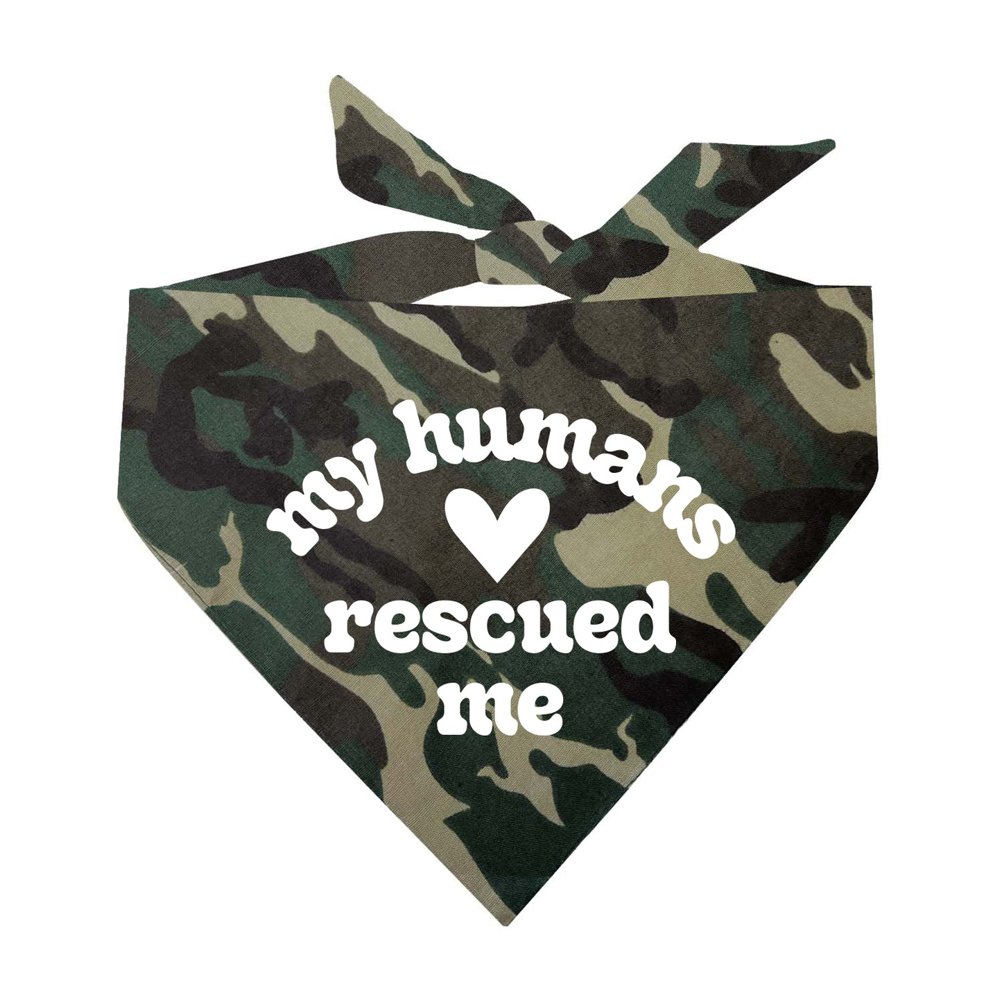 My Humans Rescued Me Dog Bandana | 100% Natural Cotton Triangle | Made in USA | Rescue Dog Outfit | Adoption Celebration Pet Accessory