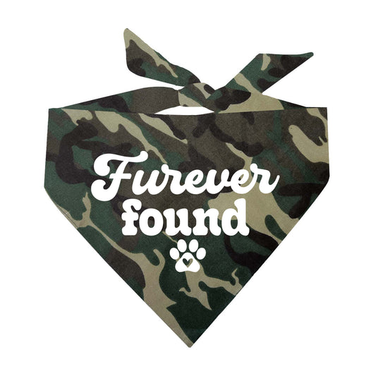 Furever Found Dog Bandana | 100% Natural Cotton Triangle | Made in USA | Rescue Dog Accessory | Adoption Celebration Pet Bandana