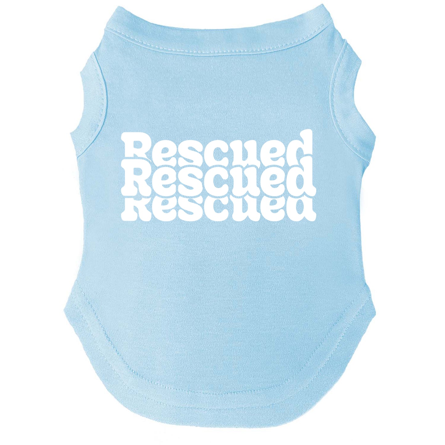 Recsued Recsued Recsued β Dog Tee | Bold Repeat Rescue Design | Soft, Breathable & Washable