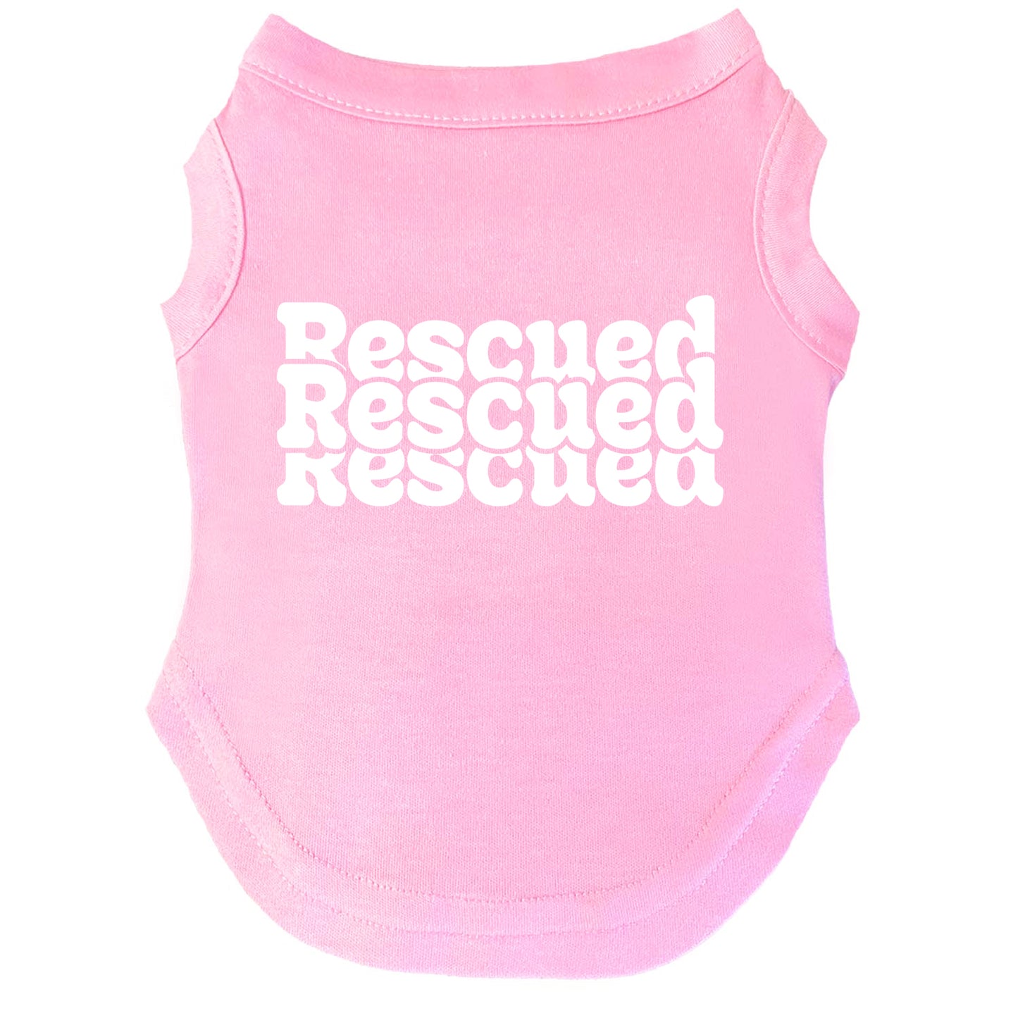 Recsued Recsued Recsued β Dog Tee | Bold Repeat Rescue Design | Soft, Breathable & Washable