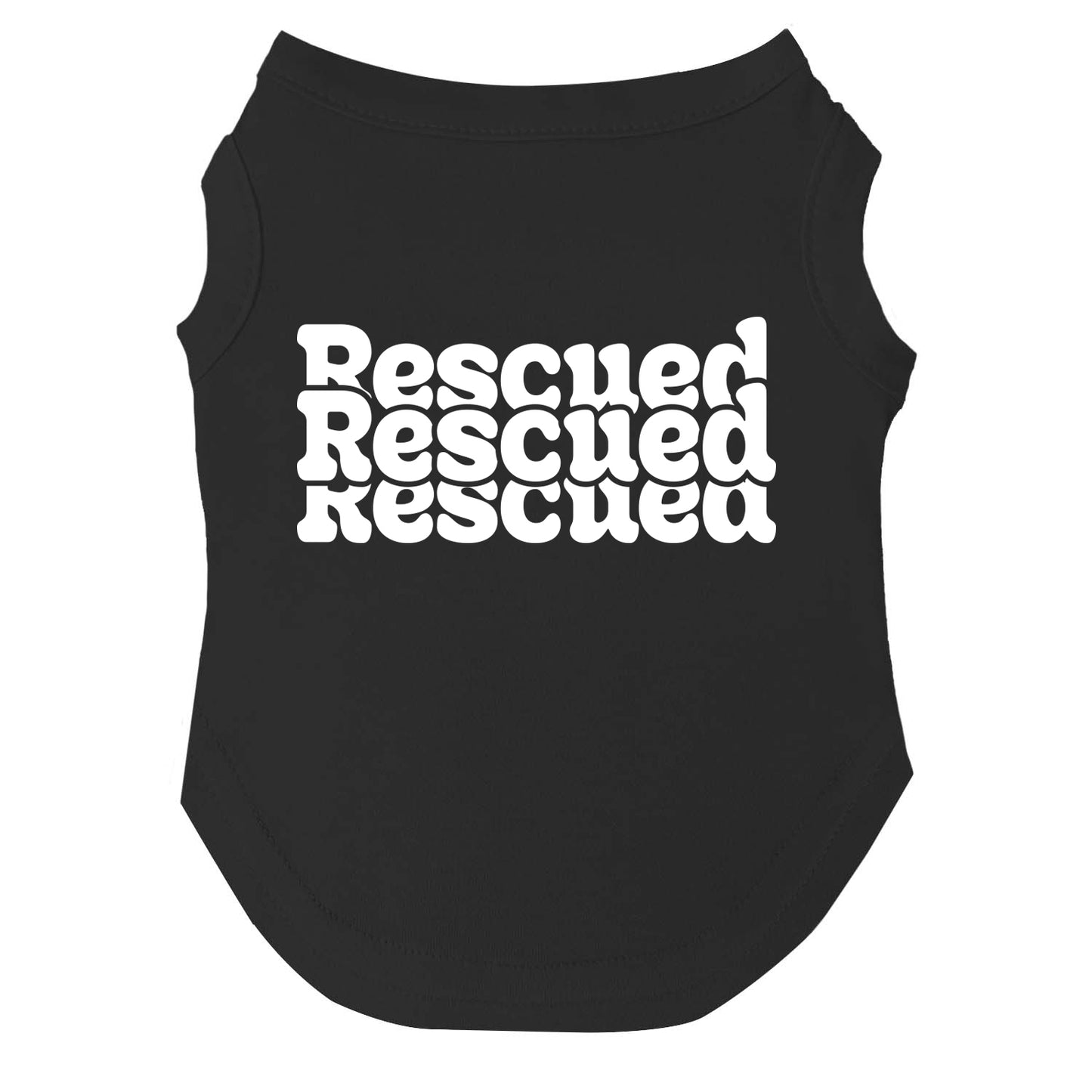Recsued Recsued Recsued β Dog Tee | Bold Repeat Rescue Design | Soft, Breathable & Washable