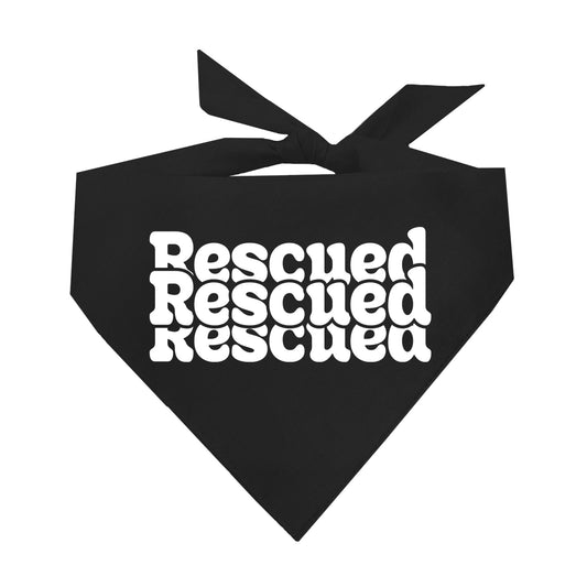 "Rescued. Rescued. Rescued." Dog Bandana | 100% Natural Cotton Triangle | Made in USA | Rescue Dog Outfit | Adoption Celebration Accessory