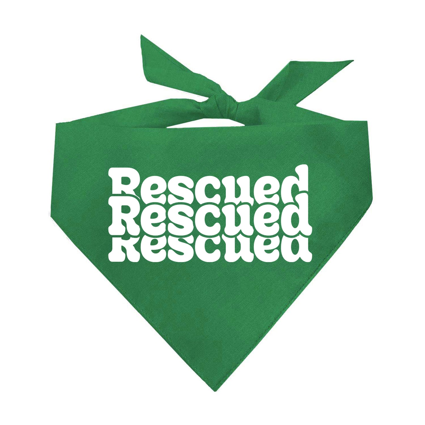"Rescued. Rescued. Rescued." Dog Bandana | 100% Natural Cotton Triangle | Made in USA | Rescue Dog Outfit | Adoption Celebration Accessory
