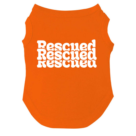Recsued Recsued Recsued – Dog Tee | Bold Repeat Rescue Design | Soft, Breathable & Washable