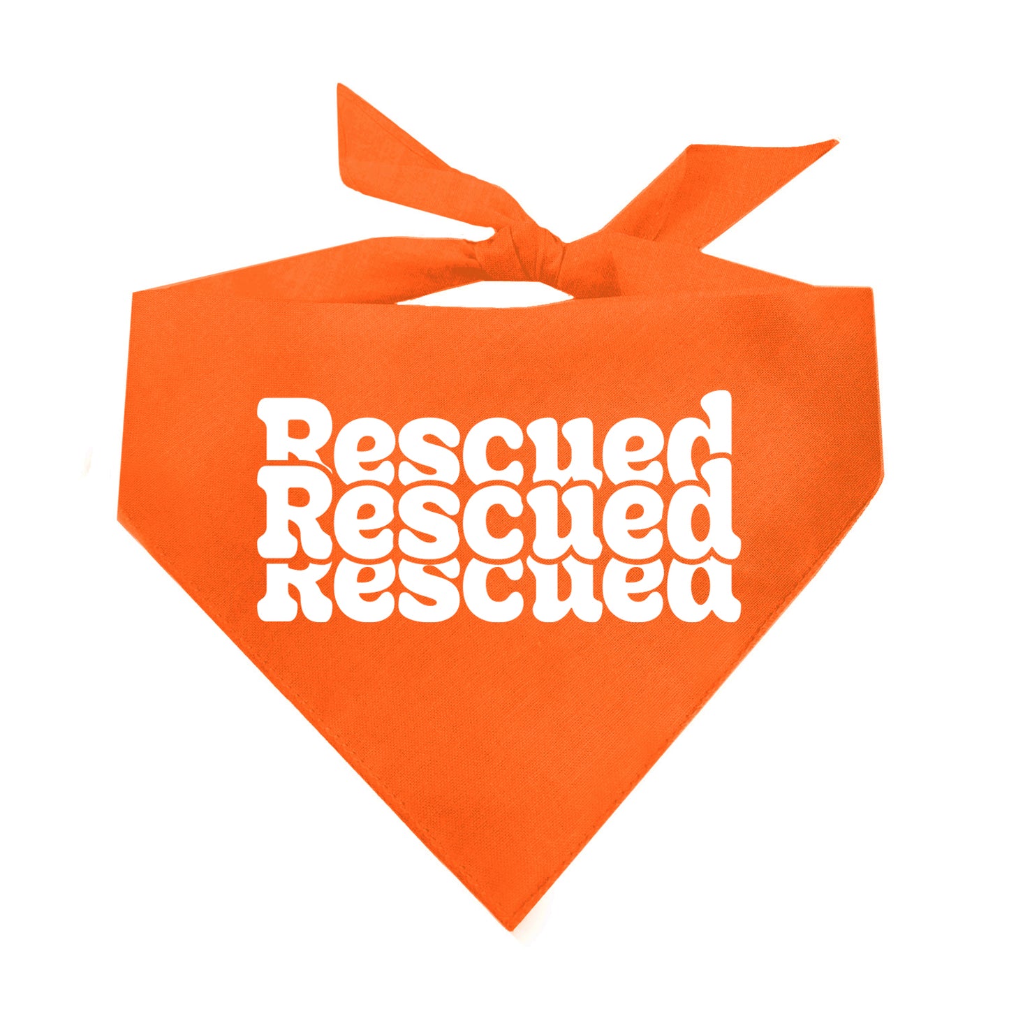 "Rescued. Rescued. Rescued." Dog Bandana | 100% Natural Cotton Triangle | Made in USA | Rescue Dog Outfit | Adoption Celebration Accessory