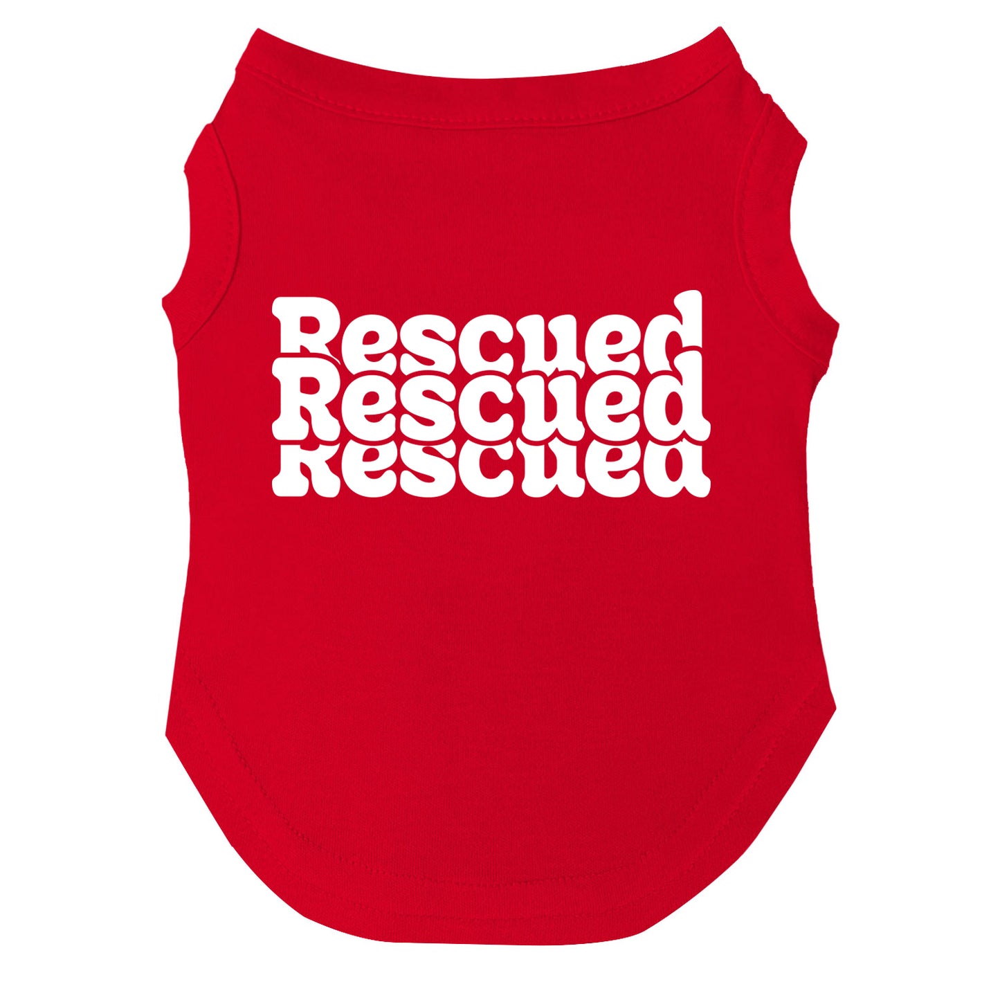Recsued Recsued Recsued β Dog Tee | Bold Repeat Rescue Design | Soft, Breathable & Washable