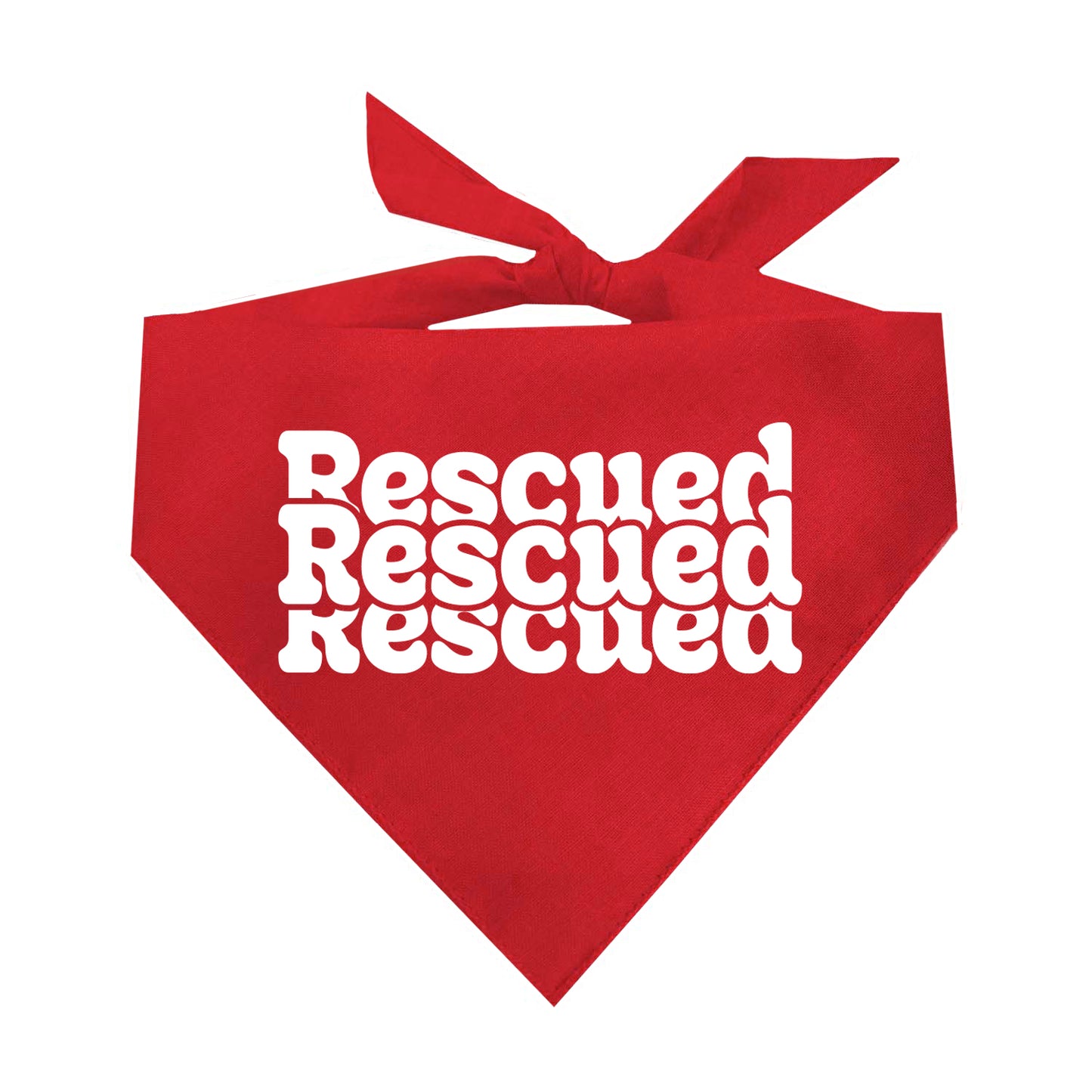 "Rescued. Rescued. Rescued." Dog Bandana | 100% Natural Cotton Triangle | Made in USA | Rescue Dog Outfit | Adoption Celebration Accessory