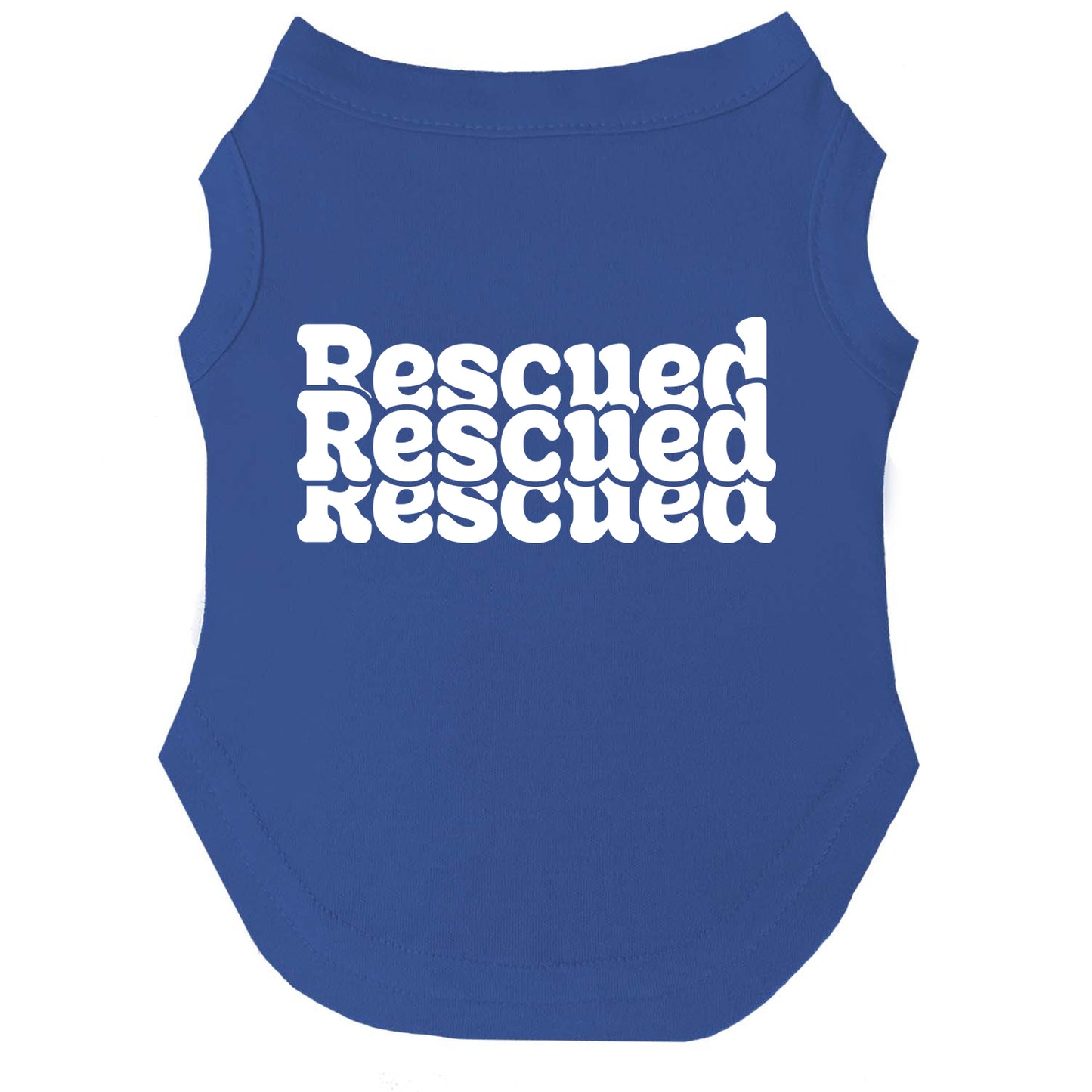 Recsued Recsued Recsued β Dog Tee | Bold Repeat Rescue Design | Soft, Breathable & Washable
