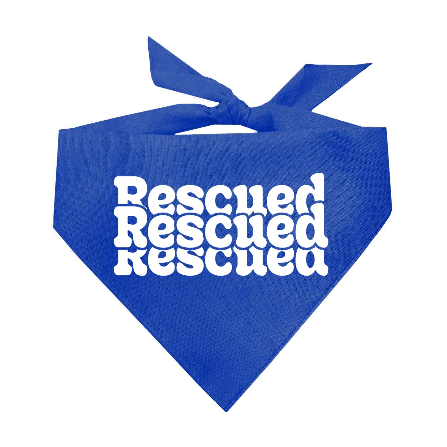 "Rescued. Rescued. Rescued." Dog Bandana | 100% Natural Cotton Triangle | Made in USA | Rescue Dog Outfit | Adoption Celebration Accessory