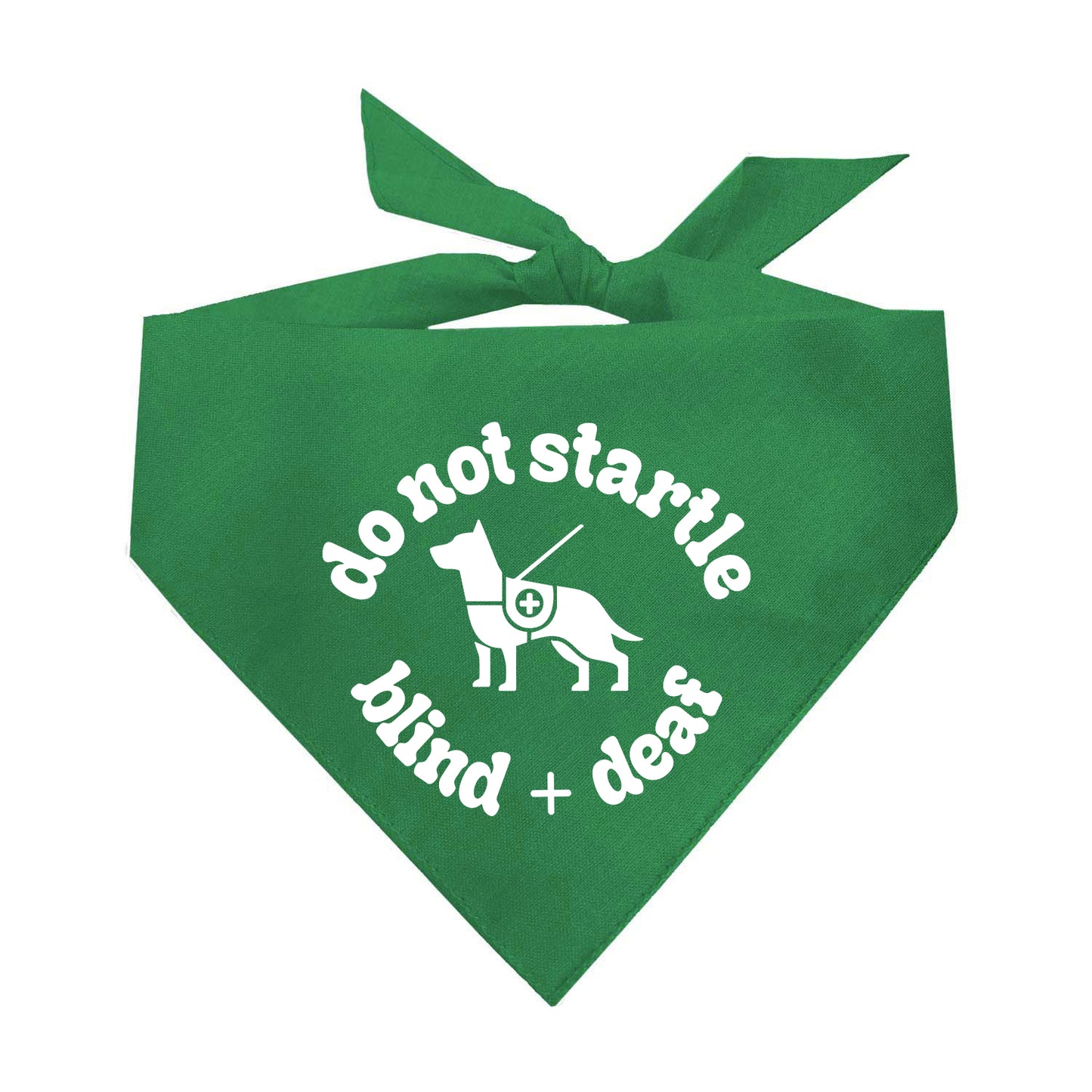 Do Not Startle Blind + Deaf Dog Bandana | 100% Natural Cotton Triangle | Made in USA | Special Needs Dog Safety Accessory