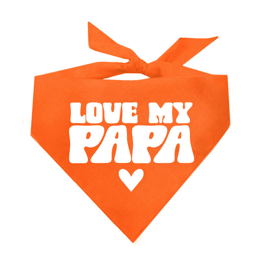 Love My Papa Dog Bandana | 100% Natural Cotton Triangle | Made in USA | Dog Gift for Papa | Grandparent Pet Accessory