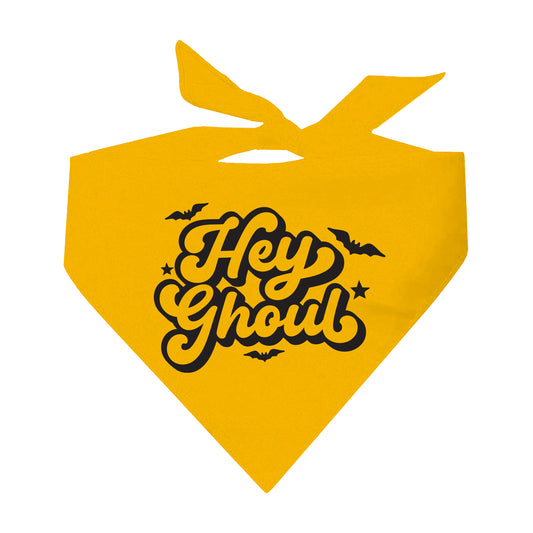 Hey Ghoul Dog Bandana | 100% Natural Cotton Triangle | Made in USA | Halloween Pet Accessory | Spooky Cute Dog Outfit