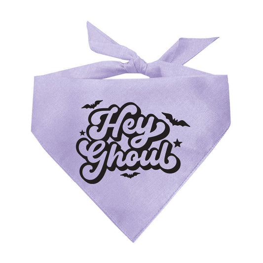 Hey Ghoul Dog Bandana | 100% Natural Cotton Triangle | Made in USA | Halloween Pet Accessory | Spooky Cute Dog Outfit