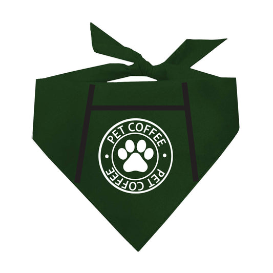 Pet Coffee Worker Dog Bandana | 100% Natural Cotton Triangle | Made in USA | Cute Coffee Costume Accessory