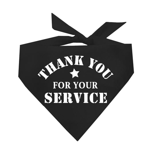 Thank You For Your Service Dog Bandana | 100% Natural Cotton Triangle | Made in USA | Military Appreciation Pet Accessory