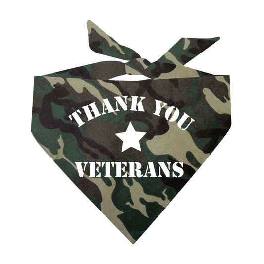 Thank You Veterans Dog Bandana | 100% Natural Cotton Triangle | Made in USA | Patriotic Pet Outfit for Memorial or Veterans Day
