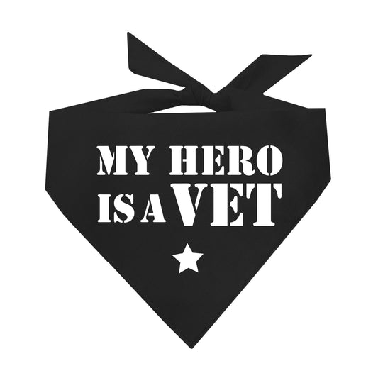 My Hero is a Vet Dog Bandana | 100% Natural Cotton Triangle | Made in USA | Military Family Pet Outfit | Veterans Day Dog Accessory
