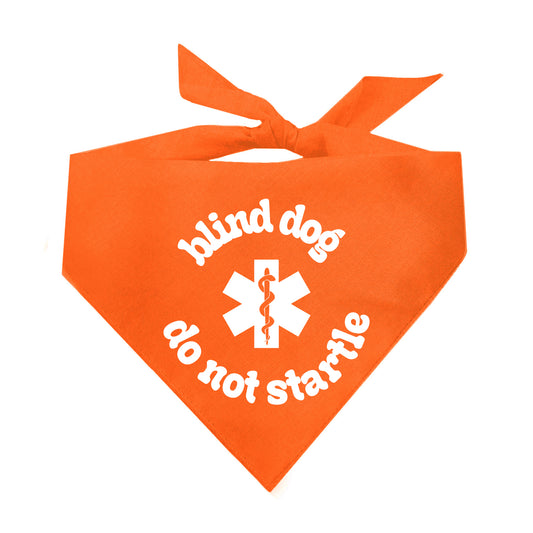 Blind Dog Do Not Startle Dog Bandana | 100% Natural Cotton Triangle | Made in USA | Service & Special Needs Pet Accessory