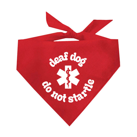 Deaf Dog Do Not Startle Dog Bandana | 100% Natural Cotton Triangle | Made in USA | Service & Special Needs Pet Accessory