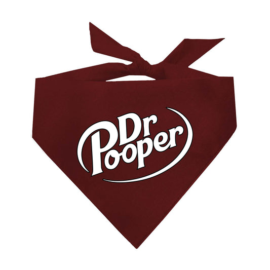 Dr. Pooper Dog Bandana | 100% Natural Cotton Triangle | Made in USA | Funny Soda-Inspired Costume | Halloween Dog Accessory