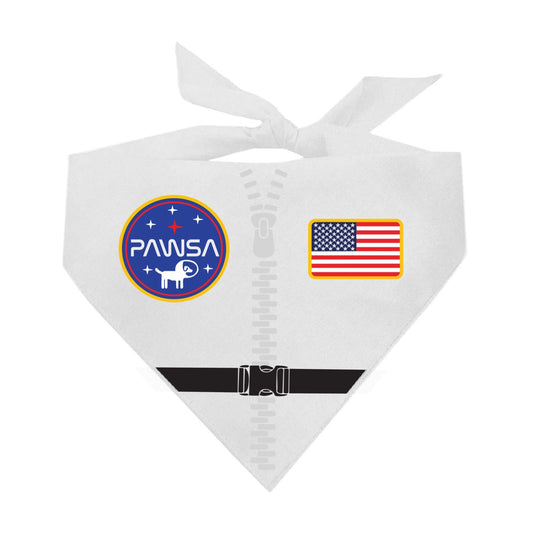 PAWSA Dog Bandana | 100% Cotton Triangle | Made in USA | Space Pup Costume | Funny Astronaut-Inspired Dog Outfit