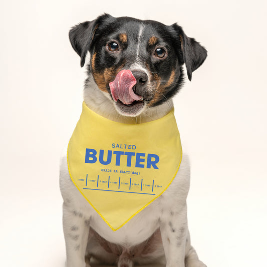 Butter Dog Bandana | 100% Natural Cotton Triangle | Made in USA | Snack-Themed Pet Accessory