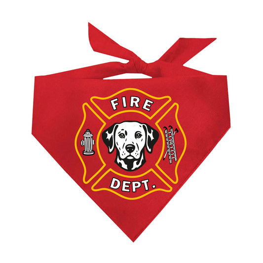 Fire Department Dog Bandana | 100% Natural Cotton Triangle | Made in USA | Firefighter Costume for Dogs | Halloween & Dress-Up Pet Outfit