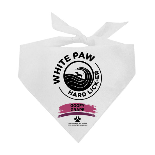 White Paw Dog Bandana | 100% Natural Cotton Triangle | Made in USA | Hard Seltzer Spoof Costume for Dogs | Funny Pet Outfit for Parties & Photos