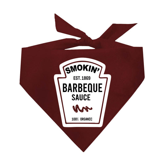Smokin' BBQ Sauce Dog Bandana | 100% Natural Cotton Triangle | Made in USA | Funny Cookout Pet Costume Accessory