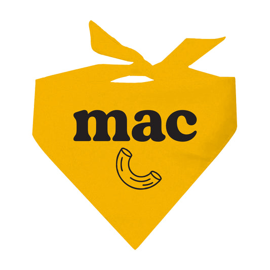 Mac Dog Bandana | 100% Natural Cotton Triangle | Made in USA | Funny Macaroni-Themed Pet Costume